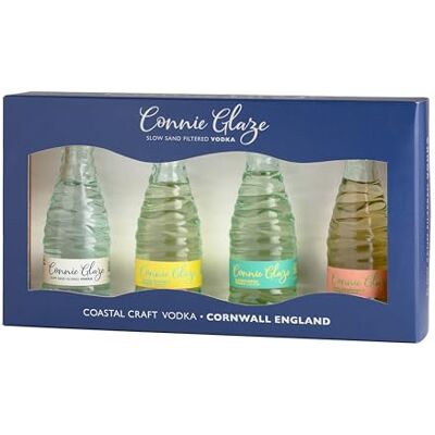 Connie Glaze Mini Gift Set 4 x 5cl Sand Filtered Vodka, Lemon Sherbert, Elderflower & Pink Grapefruit Inspired By Constantine Bay Connie Glaze Mini Gift Set 4 x 5cl Sand Filtered Vodka, Lemon Sherbert, Elderflower & Pink Grapefruit Inspired By Constantine Bay