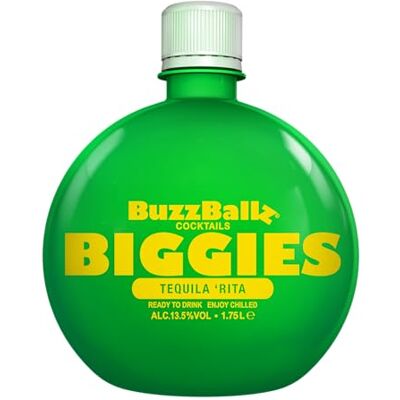 BuzzBallz BIGGIES Tequila Rita, Ready to Drink Margarita, 13.5% ABV, 1.75L, Pre Mixed Cocktail Made from Vodka, Lime & Agave, Tart, Sweet, Zesty, and Vibrant Notes, with Natural Flavours BuzzBallz BIGGIES Tequila Rita, Ready to Drink Margarita, 13.5% ABV, 1.75L, Pre Mixed Cocktail Made from Vodka, Lime & Agave, Tart, Sweet, Zesty, and Vibrant Notes, with Natural Flavours