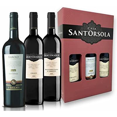 Sant'Orsola Barolo D.O.C.G. + Chianti D.O.C. + Montepulciano D.O.C. d'Abruzzo Italian Red Wine Giftbox Luxury Red Wine Gifts for Women Mum 3 x 750 ml Sant'Orsola Barolo D.O.C.G. + Chianti D.O.C. + Montepulciano D.O.C. d'Abruzzo Italian Red Wine Giftbox Luxury Red Wine Gifts for Women Mum 3 x 750 ml