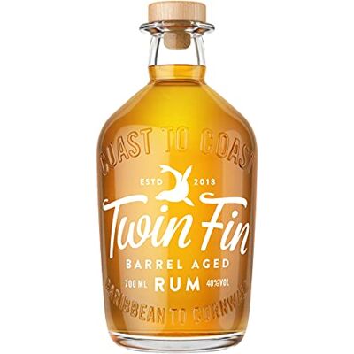 TWIN FIN Barrel Aged Rum Caribbean Rum Blended in Cornwall Light Oak, Warm Tropical Notes & Smoky Finish Small Batch Sip Neat or On the Rocks Old Fashioned 40% vol 70cl TWIN FIN Barrel Aged Rum Caribbean Rum Blended in Cornwall Light Oak, Warm Tropical Notes & Smoky Finish Small Batch Sip Neat or On the Rocks Old Fashioned 40% vol 70cl