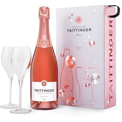 Taittinger Rosé and 2 Glasses Set - Elegant 75cl Wine Taittinger Rosé and 2 Glasses Set - Elegant 75cl Wine