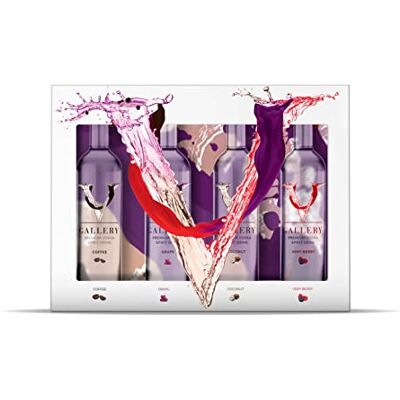 V Gallery Premium Flavoured Vodka Gift Set, 4 x 5 cl, Collection 2, 21% ABV V Gallery Premium Flavoured Vodka Gift Set, 4 x 5 cl, Collection 2, 21% ABV