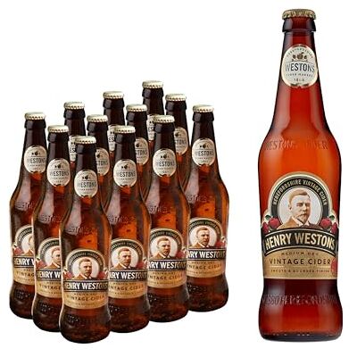 Westons Henry Vintage Glass Bottles, 8.2% ABV 12 x 500ml Multipack Refreshing Medium Dry Sparkling Cider Slowly Matured in Oak Vats for a Smooth & Rounded Flavour Westons Henry Vintage Glass Bottles, 8.2% ABV 12 x 500ml Multipack Refreshing Medium Dry Sparkling Cider Slowly Matured in Oak Vats for a Smooth & Rounded Flavour