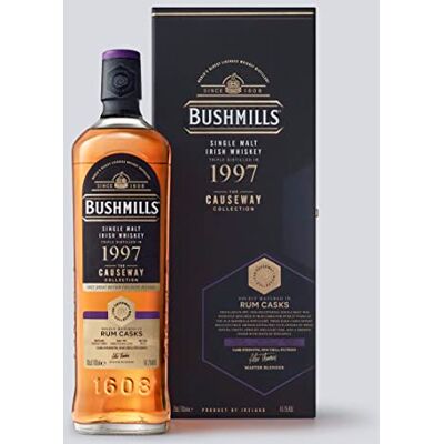 Bushmills Causeway Collection 1997 Rum Cask Whiskey 46% ABV 70cl Gift Box Limited Edition Rare Rum Cask Finish Tropical Fruit & Spice Notes Bushmills Causeway Collection 1997 Rum Cask Whiskey 46% ABV 70cl Gift Box Limited Edition Rare Rum Cask Finish Tropical Fruit & Spice Notes