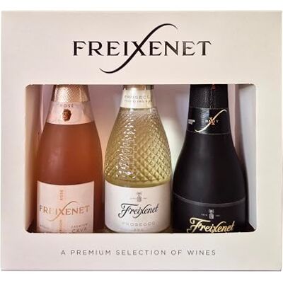 Blue Tree Freixenet Cordon Rosado Dry Cava 3 x 20cl Gift Pack– 2025 (11.5% ABV), Prosecco D.O.C (11%) & Cordon Negro Brut Cava (11.5%). Gift for Birthday or Christmas. By Gifts. Blue Tree Freixenet Cordon Rosado Dry Cava 3 x 20cl Gift Pack– 2025 (11.5% ABV), Prosecco D.O.C (11%) & Cordon Negro Brut Cava (11.5%). Gift for Birthday or Christmas. By Gifts.