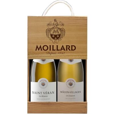 Moillard Gift box Saint-Véran, Mâcon-Villages, Chardonnay White wine, Burgundy Wines in wooden case (2 x 0,75L) Moillard Gift box Saint-Véran, Mâcon-Villages, Chardonnay White wine, Burgundy Wines in wooden case (2 x 0,75L)