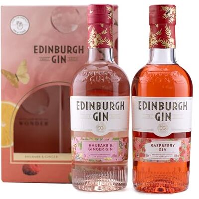 Edinburgh Gin Flavoured Gin Gift Pack 2 x 20cl 40% ABV Featuring Rhubarb & Ginger and Raspberry Gin Tasting of our Famous Flavours Perfect for Gifting Edinburgh Gin Flavoured Gin Gift Pack 2 x 20cl 40% ABV Featuring Rhubarb & Ginger and Raspberry Gin Tasting of our Famous Flavours Perfect for Gifting