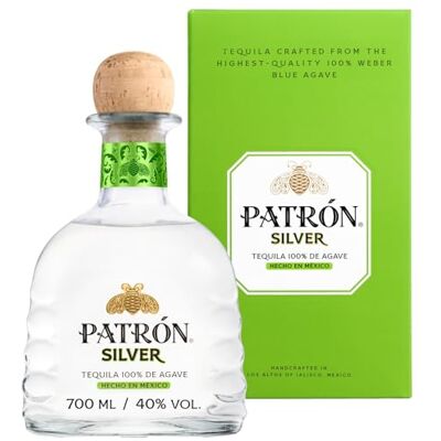 Patrón Silver Premium Tequila, 40% ABV, 70cl / 700ml, Made from the Finest 100% Weber Blue Agave, Handcrafted in Small Batches in Mexico (Packaging May Vary) Patrón Silver Premium Tequila, 40% ABV, 70cl / 700ml, Made from the Finest 100% Weber Blue Agave, Handcrafted in Small Batches in Mexico (Packaging May Vary)