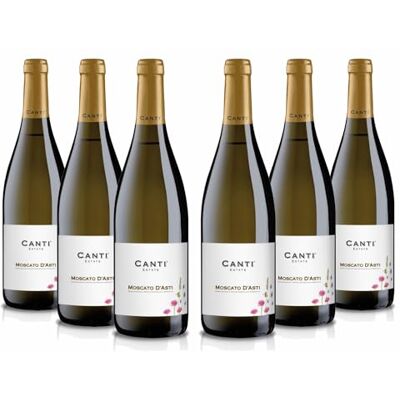 Canti White D.O.C.G. Sparkling Wine, Moscato d'Asti 5,5%, Italian Grape Variety from Piemonte, Fruity and Sweet Taste, 6x750 ml Canti White D.O.C.G. Sparkling Wine, Moscato d'Asti 5,5%, Italian Grape Variety from Piemonte, Fruity and Sweet Taste, 6x750 ml