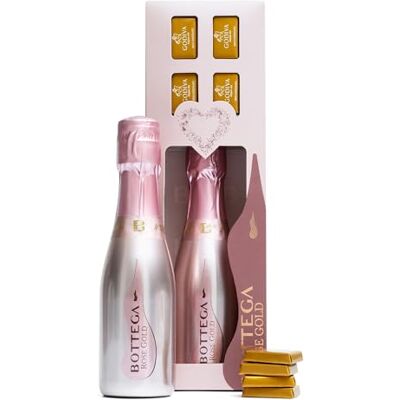 BEAMS INTERNATIONAL Bottega Rose Brut Sparkling Wine Gift Set 1x Bottega Rose Gold DOC 200ml, 4x Godiva Belgium Mini Milk Chocolates Luxury Sparkling Wine Prosecco Gifts for Women, Mum Gifts, Birthday BEAMS INTERNATIONAL Bottega Rose Brut Sparkling Wine Gift Set 1x Bottega Rose Gold DOC 200ml, 4x Godiva Belgium Mini Milk Chocolates Luxury Sparkling Wine Prosecco Gifts for Women, Mum Gifts, Birthday