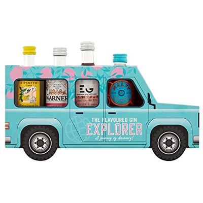 Blue Tree Flavoured Gin Explorer Jeep Box Contains 4x5cl Gins from Sipsmith, Warner's, Malfy, Edinburgh Gin Distillery Novelty Gift Set by Gifts Blue Tree Flavoured Gin Explorer Jeep Box Contains 4x5cl Gins from Sipsmith, Warner's, Malfy, Edinburgh Gin Distillery Novelty Gift Set by Gifts
