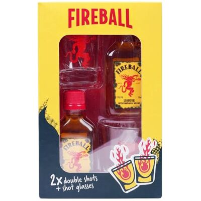 Blue Tree Fireball Whisky Gift Pack Contains 2 x 50ml Bottles of Cinnamon Whisky 33% ABV and Two Red Dragon Shot Glasses Limited Edition for Birthday Gifts, Christmas Gifts Stocking Fillers By Gifts Blue Tree Fireball Whisky Gift Pack Contains 2 x 50ml Bottles of Cinnamon Whisky 33% ABV and Two Red Dragon Shot Glasses Limited Edition for Birthday Gifts, Christmas Gifts Stocking Fillers By Gifts
