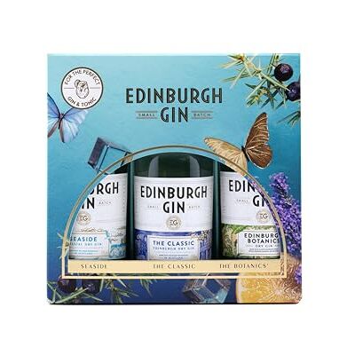 Edinburgh Gin London Dry Gift Pack 3 x 5cl 43% ABV The Classic, Seaside and Botanics Gin Collection Beautifully Presented Tasting Pack of London Dry Gins Perfect for Gifting Edinburgh Gin London Dry Gift Pack 3 x 5cl 43% ABV The Classic, Seaside and Botanics Gin Collection Beautifully Presented Tasting Pack of London Dry Gins Perfect for Gifting