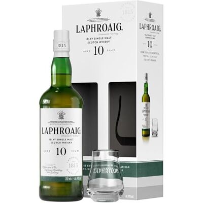 Laphroaig 10 Year Old Scotch -Islay Single Malt Whisky- 40% ABV- 70 cl- Limited edition Glass Pack Laphroaig 10 Year Old Scotch -Islay Single Malt Whisky- 40% ABV- 70 cl- Limited edition Glass Pack