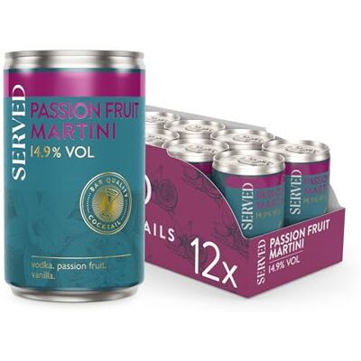 SERVED Passion Fruit Martini, 14.9% ABV, Premium Quality, Bar Strength, Pre-Mixed & Ready To Drink, 12 x 125ml Cans SERVED Passion Fruit Martini, 14.9% ABV, Premium Quality, Bar Strength, Pre-Mixed & Ready To Drink, 12 x 125ml Cans