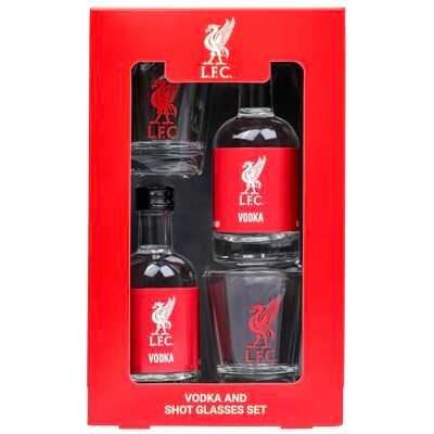 Blue Tree Liverpool F.C. Vodka & Shot Glass Gift Box – 2 x 5cl Miniatures and 2 Branded Glasses – Suitable Gift for Football Fans by Gifts Blue Tree Liverpool F.C. Vodka & Shot Glass Gift Box – 2 x 5cl Miniatures and 2 Branded Glasses – Suitable Gift for Football Fans by Gifts