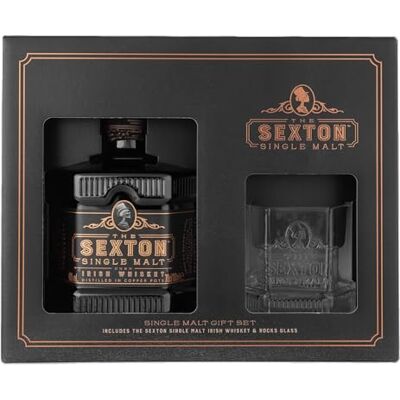 THE SEXTON Single Malt Irish Whiskey Gift Set 40% ABV 70cl with Branded Tumbler Glass Rich Dried Fruit & Oak Notes Whiskey Gift Set THE SEXTON Single Malt Irish Whiskey Gift Set 40% ABV 70cl with Branded Tumbler Glass Rich Dried Fruit & Oak Notes Whiskey Gift Set