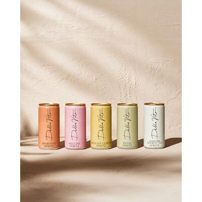 Della Vite Spritz Taster Pack – 8 x 200ml Cans Mixed Canned Cocktails & Non-Alcoholic Spritz Ready to Drink Italian Aperitifs Vegan & Natural Della Vite Spritz Taster Pack – 8 x 200ml Cans Mixed Canned Cocktails & Non-Alcoholic Spritz Ready to Drink Italian Aperitifs Vegan & Natural