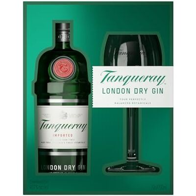 Tanqueray London Dry Gin Gift Pack with Glass 43.1% vol 70cl Distilled 4 Times Made with 4 Gin Botanicals Enjoy with Ice & Tonic Tanqueray London Dry Gin Gift Pack with Glass 43.1% vol 70cl Distilled 4 Times Made with 4 Gin Botanicals Enjoy with Ice & Tonic