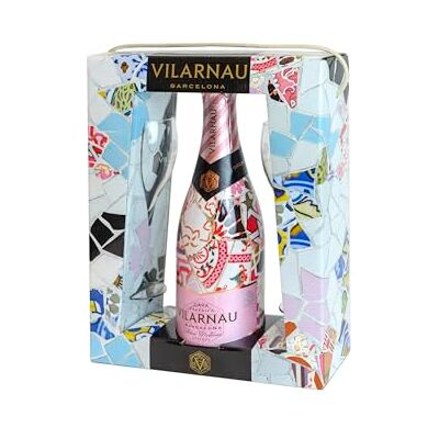 Vilarnau Brut Rose Reserva Organic Cava 75cl Gift Pack & 2 flutes Vilarnau Brut Rose Reserva Organic Cava 75cl Gift Pack & 2 flutes