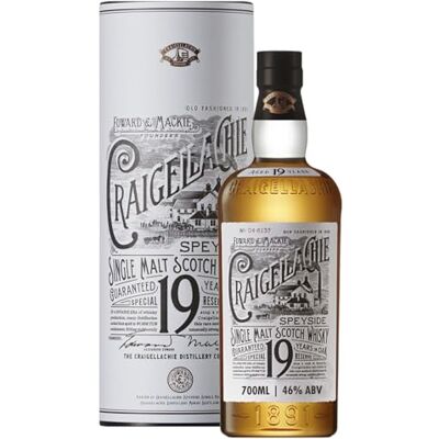 Craigellachie LE 19YO Speyside Single Malt Scotch Whisky, 46%ABV, 70cl Aged 19 Years in First-Fill Sherry & Bourbon Casks, Great for Sipping and Gifting, Gift Tube, 700ml Craigellachie LE 19YO Speyside Single Malt Scotch Whisky, 46%ABV, 70cl Aged 19 Years in First-Fill Sherry & Bourbon Casks, Great for Sipping and Gifting, Gift Tube, 700ml