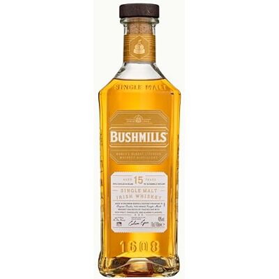 Bushmills 15 Year Old Single Malt Irish Whiskey 40% ABV 70cl Award-Winning Bourbon Barrel Aged & Cognac Cask Rich Fruit & Spice Notes Sipping & Gifts Bushmills 15 Year Old Single Malt Irish Whiskey 40% ABV 70cl Award-Winning Bourbon Barrel Aged & Cognac Cask Rich Fruit & Spice Notes Sipping & Gifts
