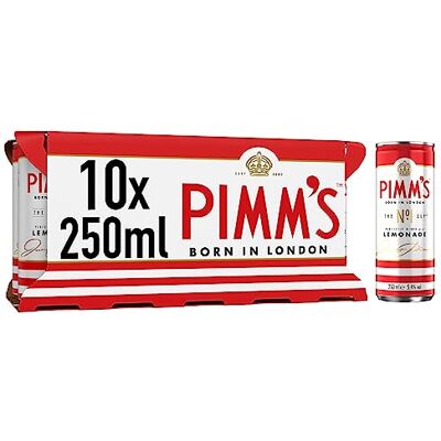 Pimm's No. 1 Cup & Lemonade 5.4% vol 10 x 250ml Pre-Mixed & Ready to Drink Iconic British Cocktails Serve Chilled Cocktail Cans Ideally Portable for Picnics Pimm's No. 1 Cup & Lemonade 5.4% vol 10 x 250ml Pre-Mixed & Ready to Drink Iconic British Cocktails Serve Chilled Cocktail Cans Ideally Portable for Picnics