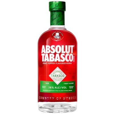 Absolut ® TABASCO™ Chili Pepper Flavoured Vodka Vodka for Spicy Bloody Mary or Spicy Lemonade 38% 70cl Absolut ® TABASCO™ Chili Pepper Flavoured Vodka Vodka for Spicy Bloody Mary or Spicy Lemonade 38% 70cl