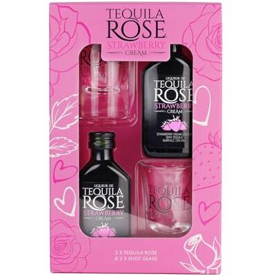 Blue Tree Tequila Rose Gift Set Strawberry Cream Liqueur 2 x 5cl Miniature with 2 x Shots Glasses. Gift set to enjoy and drink in style. Blue Tree Tequila Rose Gift Set Strawberry Cream Liqueur 2 x 5cl Miniature with 2 x Shots Glasses. Gift set to enjoy and drink in style.