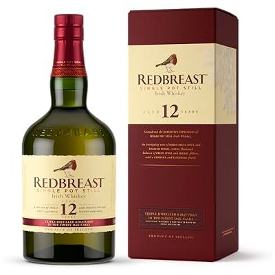 Redbreast 12 Year Old Irish Whiskey, 40% ABV, 70cl with Giftbox Single Pot Still, Bourbon & Sherry Cask Matured, Notes of Rich Fruit & Spice, Smooth Finish, Gold Medal Winner Redbreast 12 Year Old Irish Whiskey, 40% ABV, 70cl with Giftbox Single Pot Still, Bourbon & Sherry Cask Matured, Notes of Rich Fruit & Spice, Smooth Finish, Gold Medal Winner