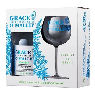 Grace O'Malley Grace O’Malley Heather Infused Irish Gin, 43% ABV, 70cl and Branded Balloon Glass Gift Pack Grace O'Malley Grace O’Malley Heather Infused Irish Gin, 43% ABV, 70cl and Branded Balloon Glass Gift Pack