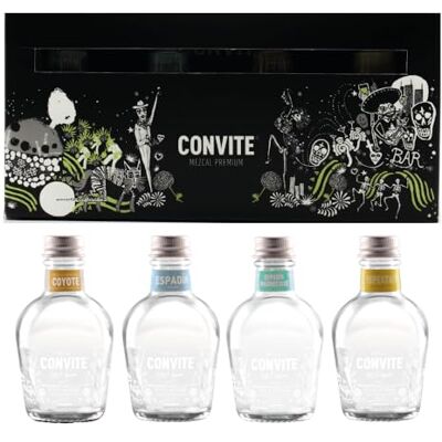 Mezcal CONVITE Convite Mezcal 4 X 5cl Pack (Esencial, Espadin, Coyote, Tepextate) 100% Agave, Premium Mezcal Atesenal Mescal, Serve Neat, Lightly Chilled or In Your Favourite Cocktail Mezcal CONVITE Convite Mezcal 4 X 5cl Pack (Esencial, Espadin, Coyote, Tepextate) 100% Agave, Premium Mezcal Atesenal Mescal, Serve Neat, Lightly Chilled or In Your Favourite Cocktail