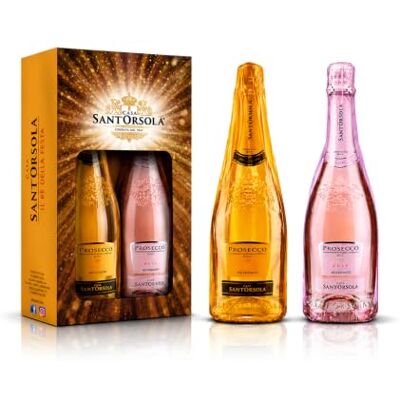 Sant'Orsola Prosecco D.O.C. Extra Dry Millesimato + Prosecco D.O.C. Rosè Sparkling Italian Wine in Gift Pack Luxury Sparkling Wine Gifts for Women Mum 2 x 750 ml Sant'Orsola Prosecco D.O.C. Extra Dry Millesimato + Prosecco D.O.C. Rosè Sparkling Italian Wine in Gift Pack Luxury Sparkling Wine Gifts for Women Mum 2 x 750 ml