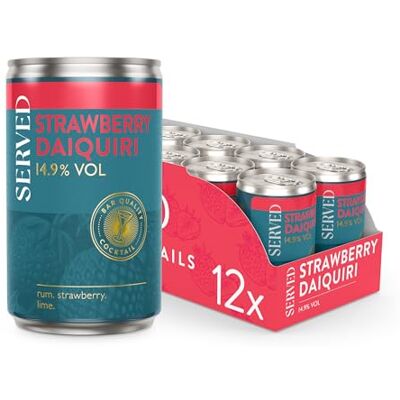 SERVED Strawberry Daiquiri Cocktails, 14.9% ABV, Premium Quality, Bar Strength, Pre-Mixed & Ready To Drink,125ml SERVED Strawberry Daiquiri Cocktails, 14.9% ABV, Premium Quality, Bar Strength, Pre-Mixed & Ready To Drink,125ml