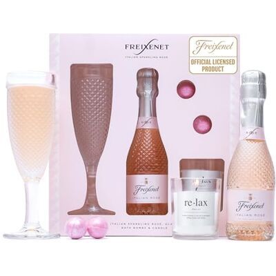 BEAMS INTERNATIONAL Freixenet Prosecco Gift Set Freixenet Italian Sparkling Rose 20cl Mini Alcohol, Champagne Flute, Bath Bombs & Luxury Relax Candle Pamper Gifts for Women, Ladies, New Mum Wine Gifts BEAMS INTERNATIONAL Freixenet Prosecco Gift Set Freixenet Italian Sparkling Rose 20cl Mini Alcohol, Champagne Flute, Bath Bombs & Luxury Relax Candle Pamper Gifts for Women, Ladies, New Mum Wine Gifts