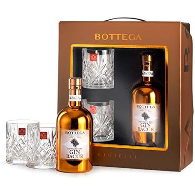 Bottega Gin Gift Set Distilled Dry Gin Bacûr 40% 500ml & 2 Melodia Glasses Bottega Gin Gift Set Distilled Dry Gin Bacûr 40% 500ml & 2 Melodia Glasses