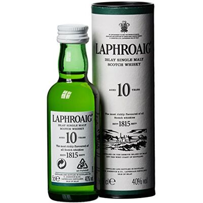 Laphroaig 10 Year Old Single Malt Scotch, 5 cl Miniature Laphroaig 10 Year Old Single Malt Scotch, 5 cl Miniature