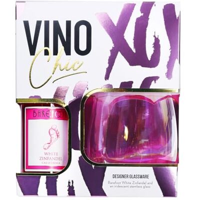 Blue Tree Barefoot Vino Chic Wine Gift Set – 187ml Barefoot White Zinfandel with Iridescent Stemless Glass – Perfect Christmas Birthday or Mother’s Day Gift by Gifts Blue Tree Barefoot Vino Chic Wine Gift Set – 187ml Barefoot White Zinfandel with Iridescent Stemless Glass – Perfect Christmas Birthday or Mother’s Day Gift by Gifts