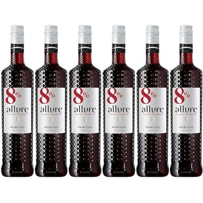 Allure Primitivo 8percent, Red Wine Low Alcohol (6 x 0,75L) Allure Primitivo 8percent, Red Wine Low Alcohol (6 x 0,75L)