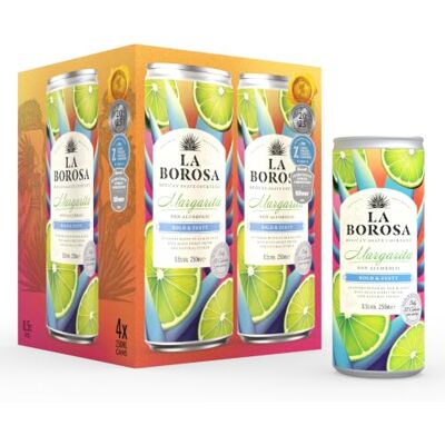 La Borosa Margarita Cocktails Ready-to-Serve Non-Alcoholic Tequila Alternative, 4 x 250ml (4 pack) La Borosa Margarita Cocktails Ready-to-Serve Non-Alcoholic Tequila Alternative, 4 x 250ml (4 pack)