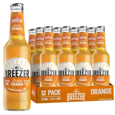 Breezer Zesty Orange Flavoured Alcoholic Drinks, 3.4% vol., 27.5 cl / 275 ml (Pack of 12), Pre-Mixed Alcohol in Ready to Drink Bottles Breezer Zesty Orange Flavoured Alcoholic Drinks, 3.4% vol., 27.5 cl / 275 ml (Pack of 12), Pre-Mixed Alcohol in Ready to Drink Bottles