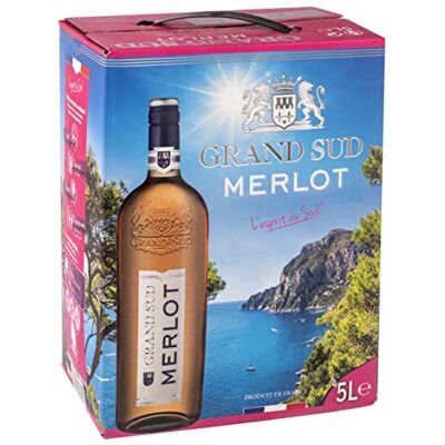 Grand Sud French Merlot Rosé Wine Bag in Box 5L (1 x 5L) Grand Sud French Merlot Rosé Wine Bag in Box 5L (1 x 5L)