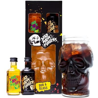 BEAMS INTERNATIONAL Dead Mans Fingers Rum Gift Set, Spiced & Mango, 2 x 5 cl, Skull Glass BEAMS INTERNATIONAL Dead Mans Fingers Rum Gift Set, Spiced & Mango, 2 x 5 cl, Skull Glass