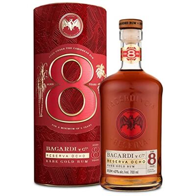 Bacardi BACARDÍ Reserva Ocho 8 Year Old, 40% ABV, 70cl / 700ml, Premium Caribbean Rum with Gift Box, Barrel Aged 8 Years in Oak Casks Under the Caribbean Sun Bacardi BACARDÍ Reserva Ocho 8 Year Old, 40% ABV, 70cl / 700ml, Premium Caribbean Rum with Gift Box, Barrel Aged 8 Years in Oak Casks Under the Caribbean Sun