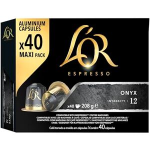 L'OR Espresso Onyx Coffee Pods x40 Intensity 12 (Pack of 1, Total 40 Capsules) L'OR Espresso Onyx Coffee Pods x40 Intensity 12 (Pack of 1, Total 40 Capsules)