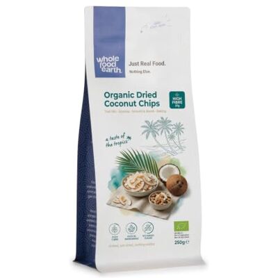 Wholefood Earth Organic Dried Coconut Chips – 250g Raw GMO Free Vegan High Fibre Certified Organic Wholefood Earth Organic Dried Coconut Chips – 250g Raw GMO Free Vegan High Fibre Certified Organic