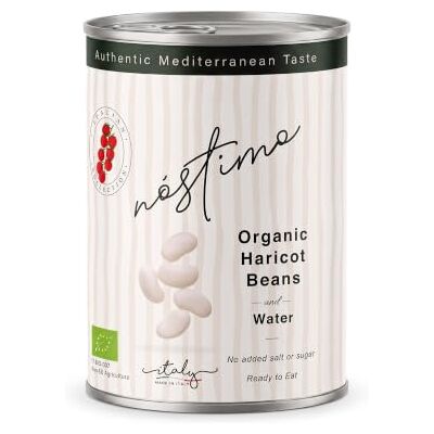 Nóstimo Organic Haricot Beans 400g, Pack of 12 Ready to Eat Italian Collection Nóstimo Organic Haricot Beans 400g, Pack of 12 Ready to Eat Italian Collection