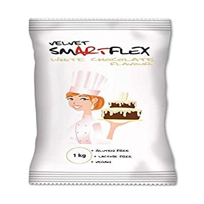 SmartFlex Fondant White Velvet White Chocolate Flavour 1 kg: Sugarpaste with Delicious White Chocolate Taste, Does not Tear, Crack or Stick, Suited for Vegetarians and Vegans 1 kg SmartFlex Fondant White Velvet White Chocolate Flavour 1 kg: Sugarpaste with Delicious White Chocolate Taste, Does not Tear, Crack or Stick, Suited for Vegetarians and Vegans 1 kg