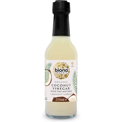 Biona Organic Coconut Vinegar 250ml, Pack of 6 Vinegar With The Mother Unpasteurised & Unfiltered Unique Tropical Aroma For Dressings & Marinades Biona Organic Coconut Vinegar 250ml, Pack of 6 Vinegar With The Mother Unpasteurised & Unfiltered Unique Tropical Aroma For Dressings & Marinades