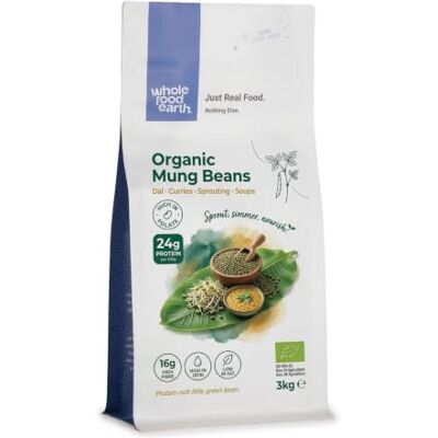Wholefood Earth Organic Mung Beans 3kg GMO Free Vegan High Fibre High Protein Certified Organic Wholefood Earth Organic Mung Beans 3kg GMO Free Vegan High Fibre High Protein Certified Organic